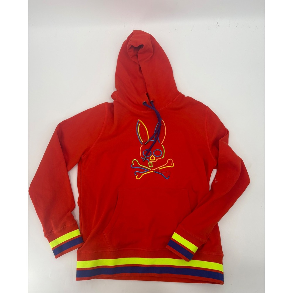Psycho Bunny Red Hoodie with Multicolor Trim